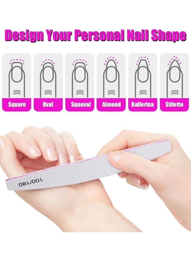 مجموعة مبارد أظافر مكونة من 10 قطع، 5 أشكال مختلفة لمبارد الأظافر الأكريليك والجيل، ألواح صنفرة بدرجة خشونة 100/180، مجموعة مبارد وملمع أظافر - Image 4